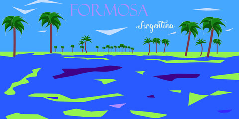 Fototapeta na wymiar Illustration of the Province of Formosa, Argentina, with its name in Spanish.