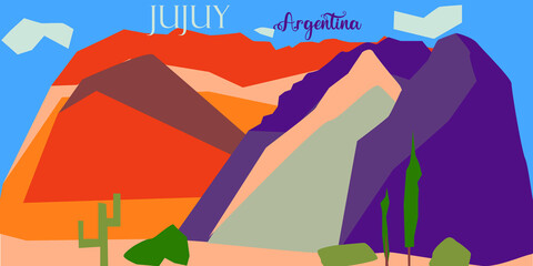 Landscape of the Province of Jujuy, Argentina, with its name in Spanish.