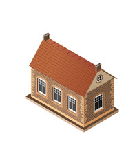 Vector city single residential house construction