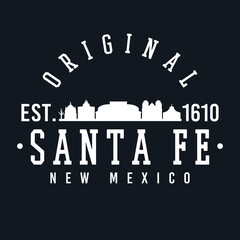 Obraz premium Santa Fe, NM, USA Skyline Original. A Logotype Sports College and University Style. Illustration Design Vector.