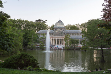Fototapeta na wymiar Crystal Palace in the Retiro park in Madrid, Spain