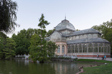 Fototapeta na wymiar Crystal Palace in the Retiro park in Madrid, Spain