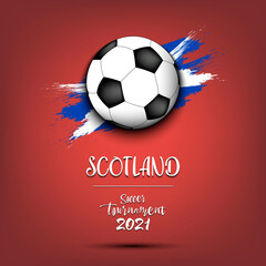 Soccer ball on the flag of Scotland