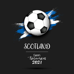 Obraz premium Soccer ball on the flag of Scotland