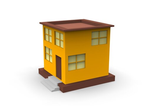 Isometric icon or infographic element representing low poly factory building, warehouse 3d-illustration 3d-rendering