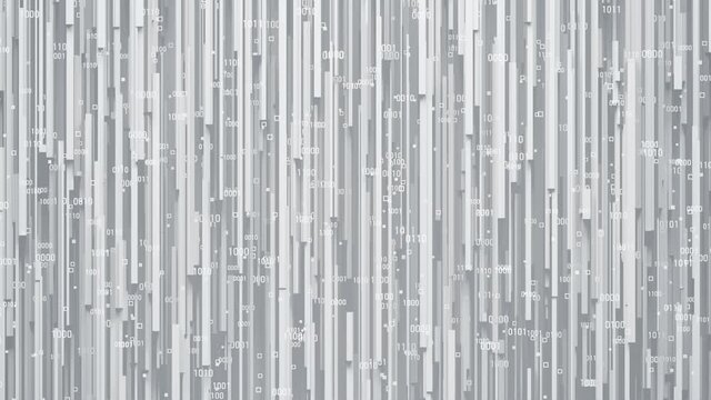 Digital Data Technology White Background. Binary code and geometric abstraction. Looped video.