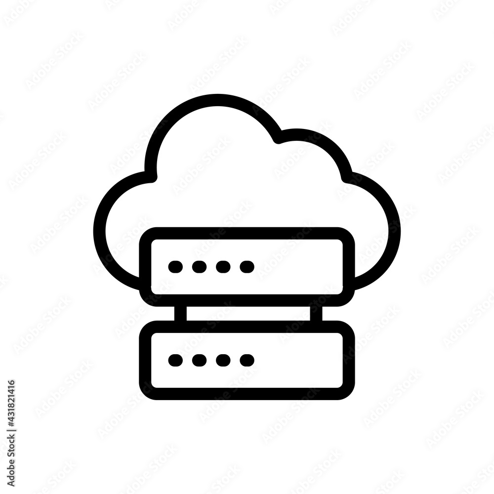 Poster server cloud vector outline icon. data storage symbol eps 10 file