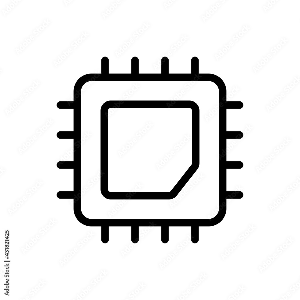 Poster processor chip vector outline icon. data storage symbol eps 10 file