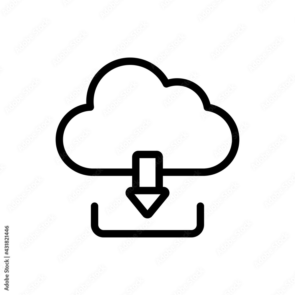 Poster downloading vector outline icon. data storage symbol eps 10 file