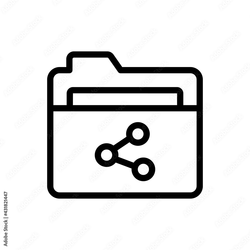 Poster folder share vector outline icon. data storage symbol eps 10 file