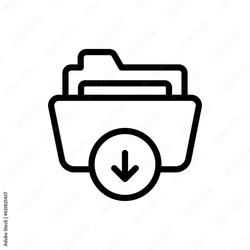 Poster folder downloading vector outline icon. data storage symbol eps 10 file
