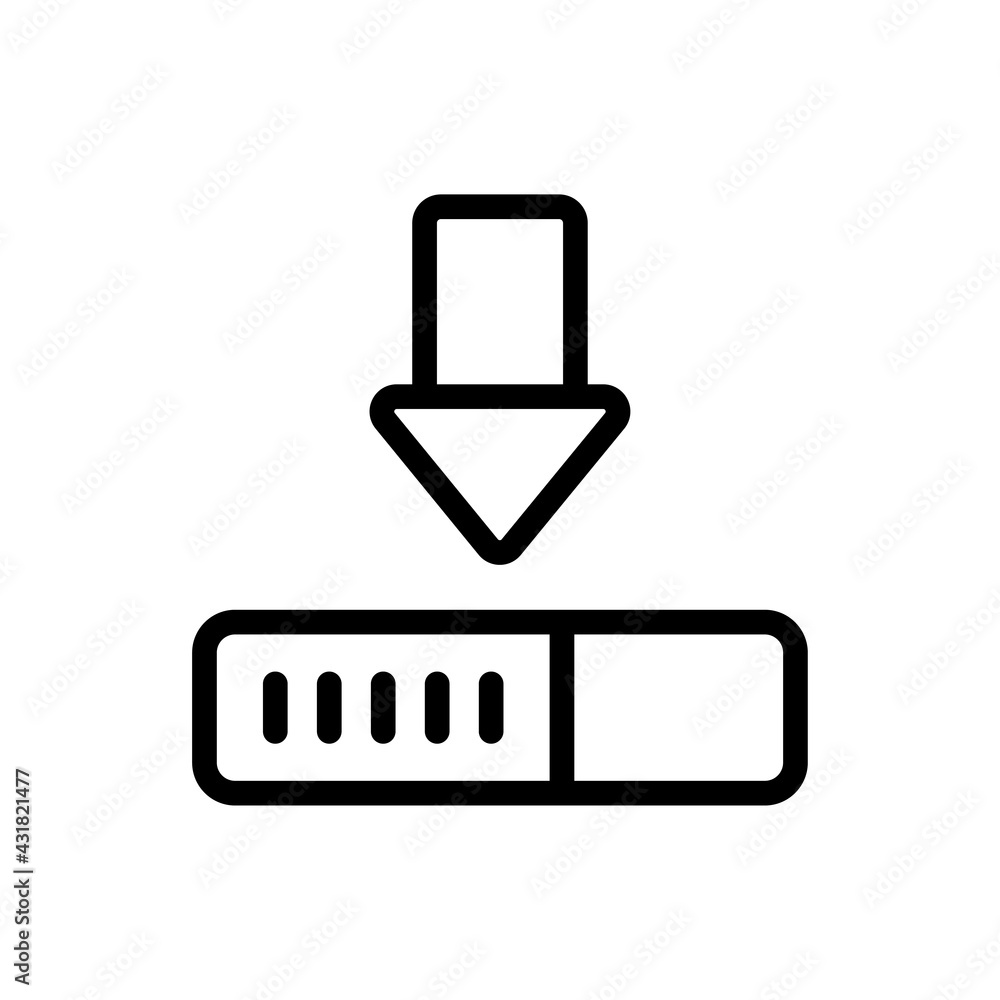 Poster downloading vector outline icon. data storage symbol eps 10 file