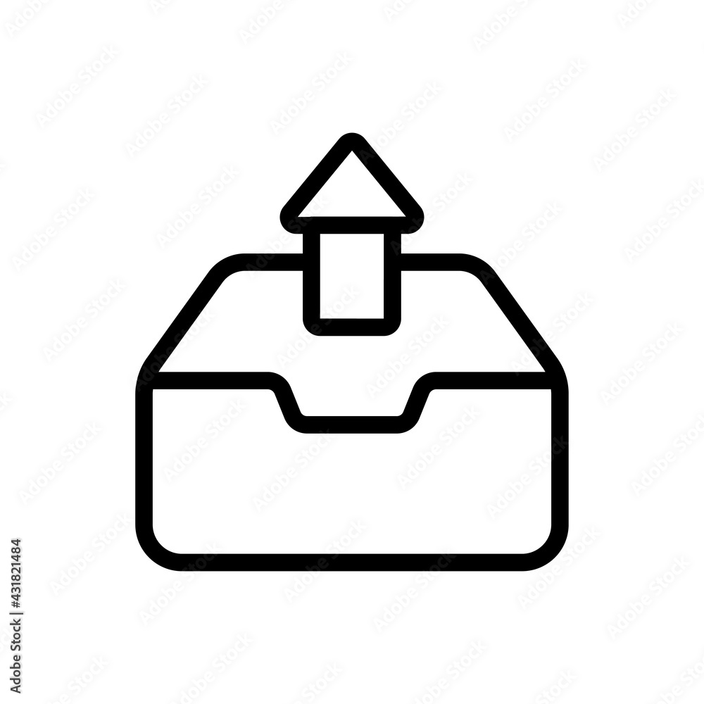 Poster outbox vector outline icon. data storage symbol eps 10 file