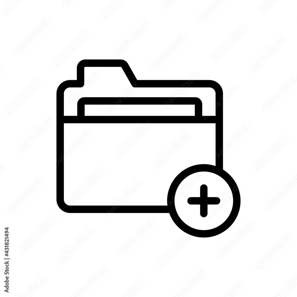 Poster add folder vector outline icon. data storage symbol eps 10 file