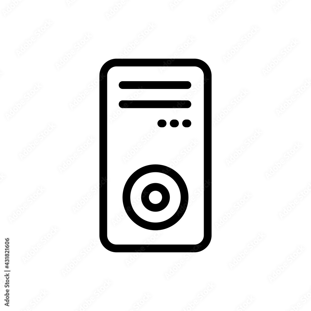 Poster pc tower vector outline icon. data storage symbol eps 10 file