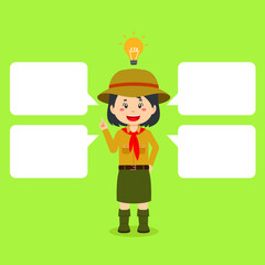 Scout Character Shows Get Idea with Bubble Text