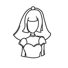 Bride Doodle vector icon. Drawing sketch illustration hand drawn cartoon line eps10