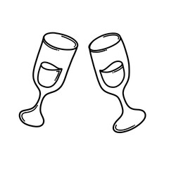 Wine glasses Doodle vector icon. Drawing sketch illustration hand drawn cartoon line eps10