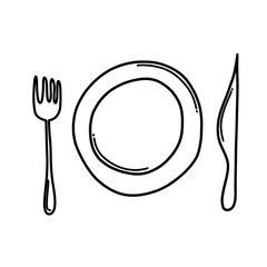 Tableware Doodle vector icon. Drawing sketch illustration hand drawn cartoon line eps10