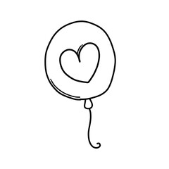 Balloon with love Doodle vector icon. Drawing sketch illustration hand drawn cartoon line eps10