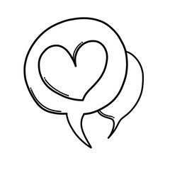 Speech bubble with heart Doodle vector icon. Drawing sketch illustration hand drawn cartoon line eps10