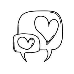 Speech bubble with heart Doodle vector icon. Drawing sketch illustration hand drawn cartoon line eps10