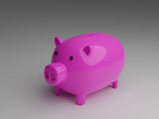 Pink piggy bank for saving money.