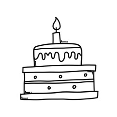 Cake Doodle vector icon. Drawing sketch illustration hand drawn cartoon line eps10