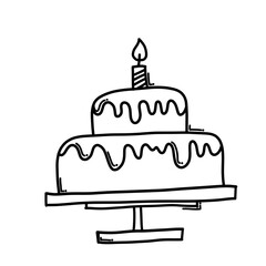 Cake Doodle vector icon. Drawing sketch illustration hand drawn cartoon line eps10