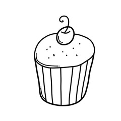 Cup cake Doodle vector icon. Drawing sketch illustration hand drawn cartoon line eps10