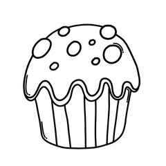 Cup cake Doodle vector icon. Drawing sketch illustration hand drawn cartoon line eps10
