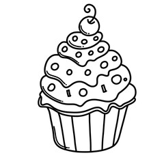 Cup cake Doodle vector icon. Drawing sketch illustration hand drawn cartoon line eps10