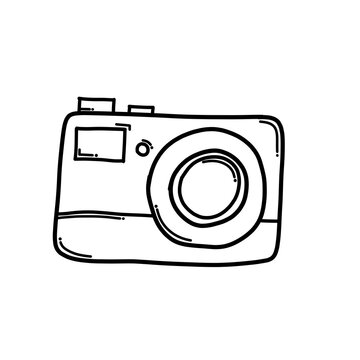 Camera Doodle vector icon. Drawing sketch illustration hand drawn cartoon line eps10
