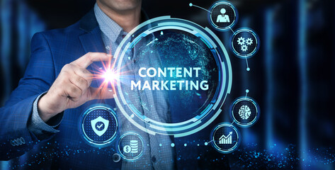 Fototapeta premium Business, Technology, Internet and network concept. Digital Marketing content planning advertising strategy concept