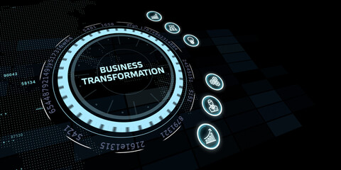 The concept of business, technology, the Internet and the network.  virtual screen of the future and sees the inscription: Business transformation