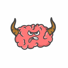 Cute Brain Character Flat Cartoon Vector Template Design Illustration