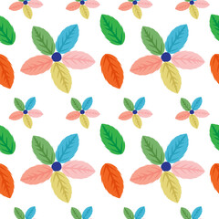 Colorful Tropical seamless leaves vector pattern For background, fabric, Wrapping paper and others isolated on white background.Vector art illustration.