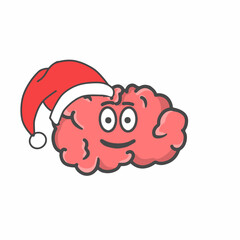 Cute Brain Character Flat Cartoon Vector Template Design Illustration