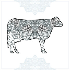 Animal Mandala. Vintage decorative elements. Oriental pattern, vector illustration.