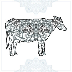 Animal Mandala. Vintage decorative elements. Oriental pattern, vector illustration.