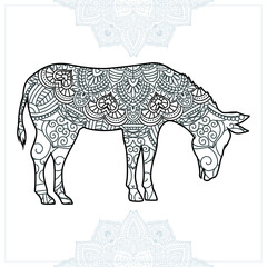 Animal Mandala. Vintage decorative elements. Oriental pattern, vector illustration.
