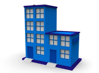 Cartoon building 3d-illustration 3d-rendering render kid color