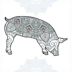 Animal Mandala. Vintage decorative elements. Oriental pattern, vector illustration.