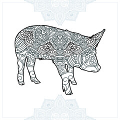 Animal Mandala. Vintage decorative elements. Oriental pattern, vector illustration.