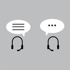 headphones chat icons for concept design. Message icon. communication icon, Call icon. Vector illustration. EPS 10. Stock image.