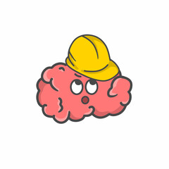 Cute Brain Character Flat Cartoon Vector Template Design Illustration
