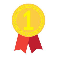 Gold medal 1st place, great design for any purposes. Number one. Winner award. Vector illustration. EPS 10. Stock image.