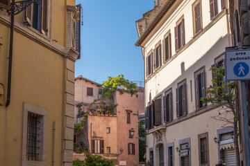 Beautiful view of Rome in Italy. The ancient historical ruins, famous monuments, alley's and streets of the city.