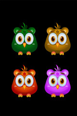 Set a cute and lovely baby owl vector