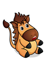 Vector illustration of cute horse animal with poses and expressions